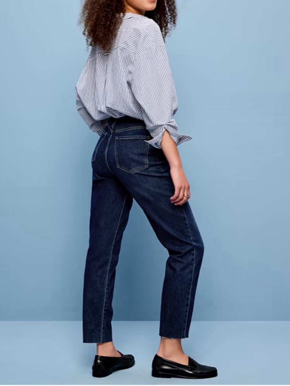 Old Navy High-Waisted Button-Fly OG Straight Ankle Jeans Waist 10 Dark Wash